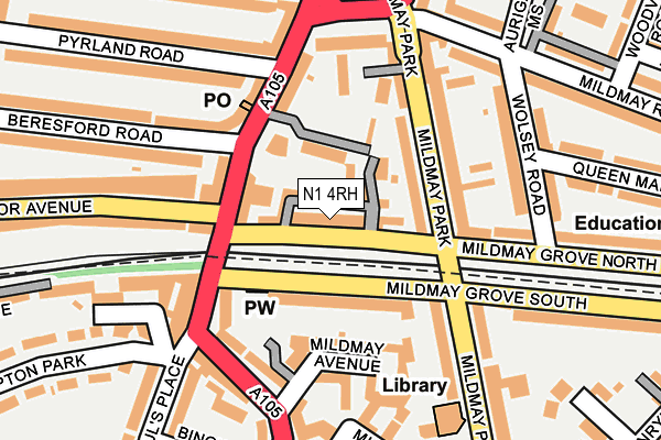 N1 4RH map - OS OpenMap – Local (Ordnance Survey)