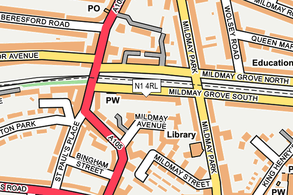 N1 4RL map - OS OpenMap – Local (Ordnance Survey)