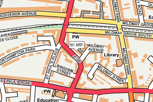 N1 4RP map - OS OpenMap – Local (Ordnance Survey)