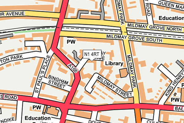 N1 4RT map - OS OpenMap – Local (Ordnance Survey)