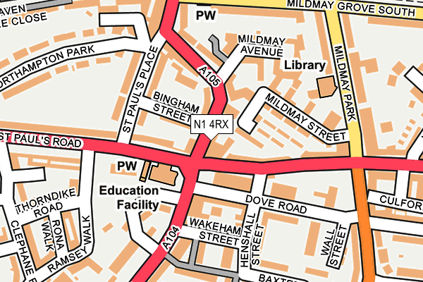 N1 4RX map - OS OpenMap – Local (Ordnance Survey)