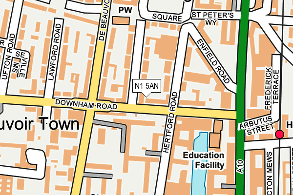N1 5AN map - OS OpenMap – Local (Ordnance Survey)