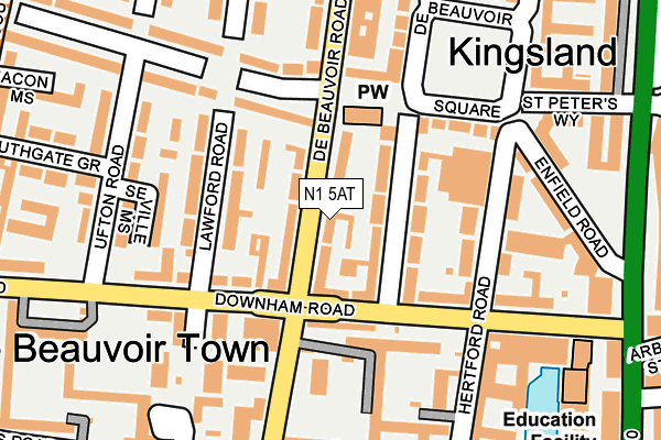 N1 5AT map - OS OpenMap – Local (Ordnance Survey)