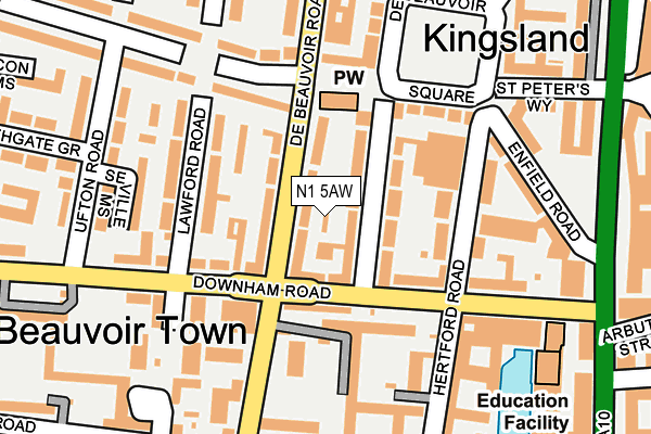 N1 5AW map - OS OpenMap – Local (Ordnance Survey)