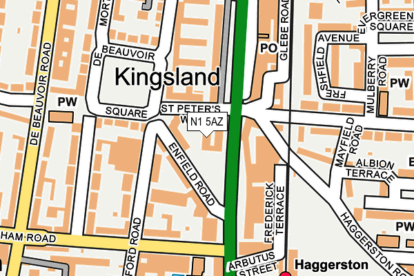 N1 5AZ map - OS OpenMap – Local (Ordnance Survey)