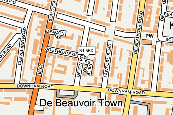 N1 5BX map - OS OpenMap – Local (Ordnance Survey)