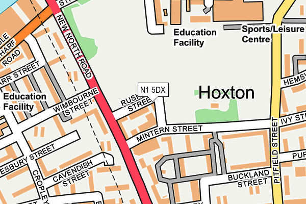 N1 5DX map - OS OpenMap – Local (Ordnance Survey)