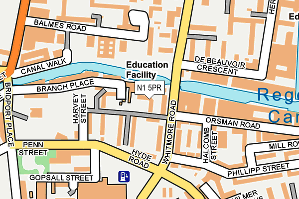 N1 5PR map - OS OpenMap – Local (Ordnance Survey)