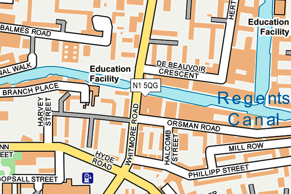 N1 5QG map - OS OpenMap – Local (Ordnance Survey)