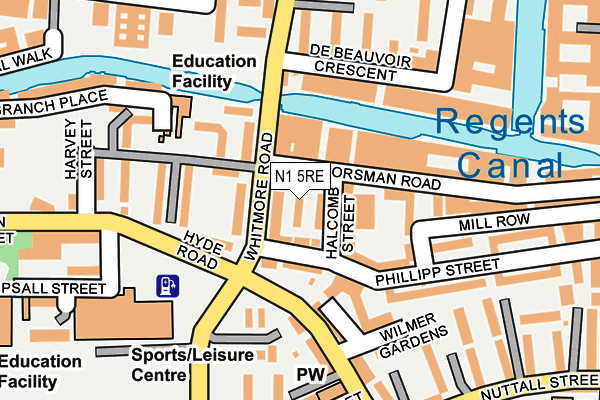 N1 5RE map - OS OpenMap – Local (Ordnance Survey)