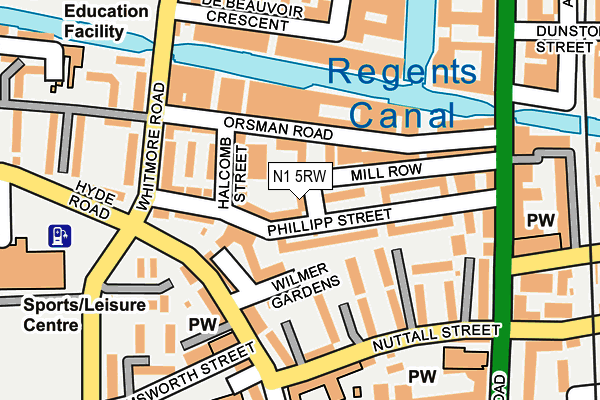 N1 5RW map - OS OpenMap – Local (Ordnance Survey)