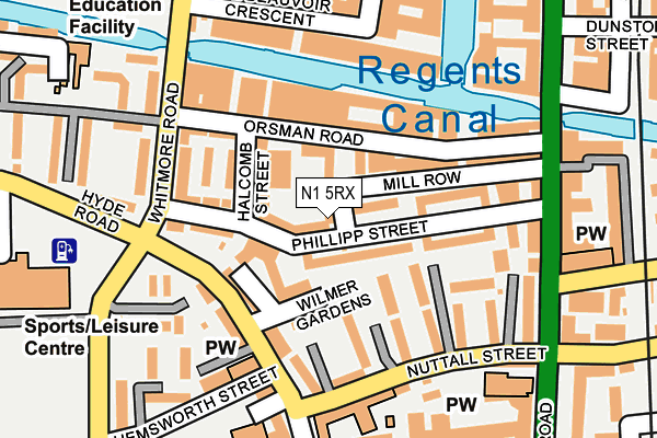 N1 5RX map - OS OpenMap – Local (Ordnance Survey)