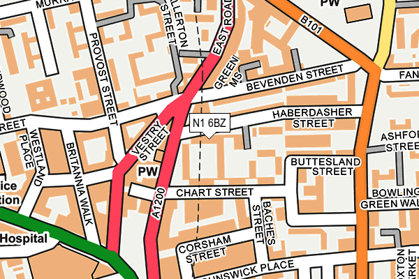N1 6BZ map - OS OpenMap – Local (Ordnance Survey)
