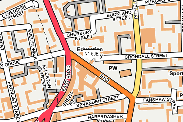 N1 6JE map - OS OpenMap – Local (Ordnance Survey)