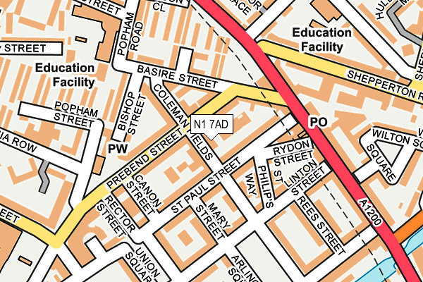 N1 7AD map - OS OpenMap – Local (Ordnance Survey)