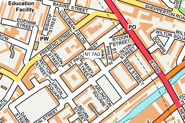N1 7AG map - OS OpenMap – Local (Ordnance Survey)