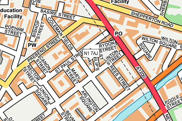 N1 7AJ map - OS OpenMap – Local (Ordnance Survey)
