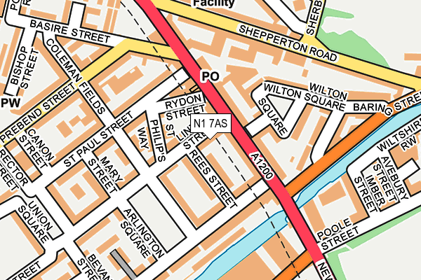 N1 7AS map - OS OpenMap – Local (Ordnance Survey)