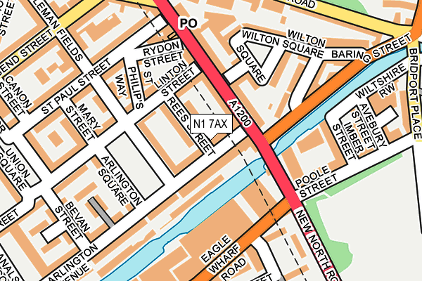 N1 7AX map - OS OpenMap – Local (Ordnance Survey)