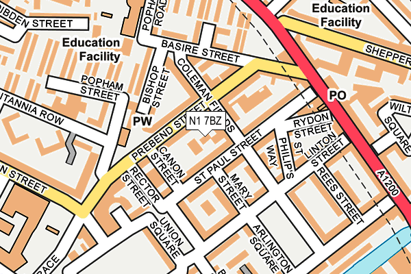 N1 7BZ map - OS OpenMap – Local (Ordnance Survey)