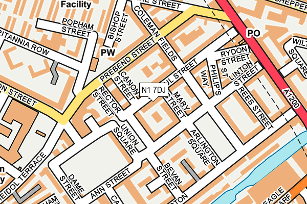 N1 7DJ map - OS OpenMap – Local (Ordnance Survey)