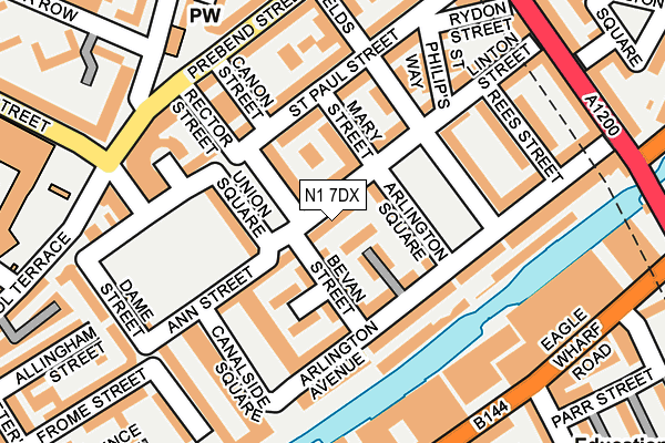 N1 7DX map - OS OpenMap – Local (Ordnance Survey)