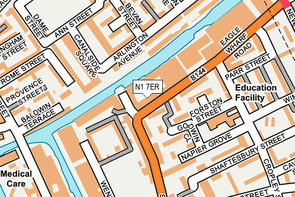 N1 7ER map - OS OpenMap – Local (Ordnance Survey)