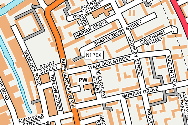 N1 7EX map - OS OpenMap – Local (Ordnance Survey)