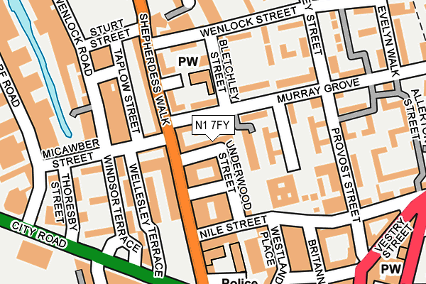 N1 7FY map - OS OpenMap – Local (Ordnance Survey)