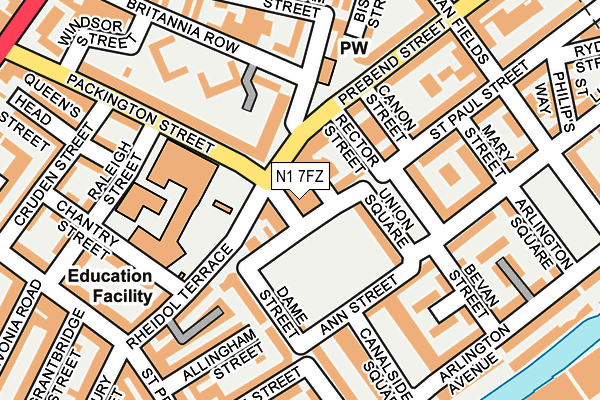 N1 7FZ map - OS OpenMap – Local (Ordnance Survey)