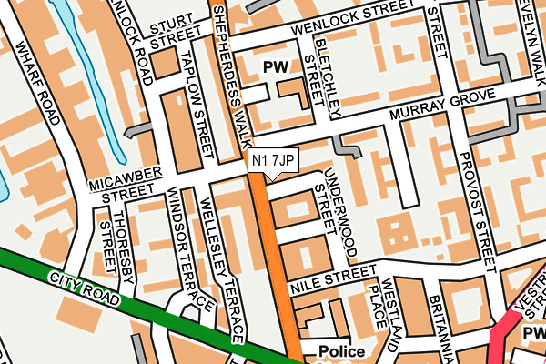 N1 7JP map - OS OpenMap – Local (Ordnance Survey)