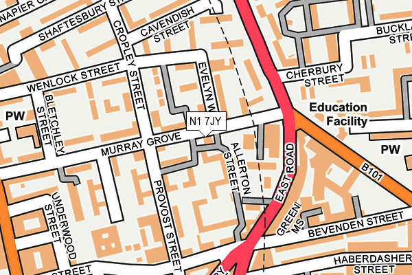 N1 7JY map - OS OpenMap – Local (Ordnance Survey)