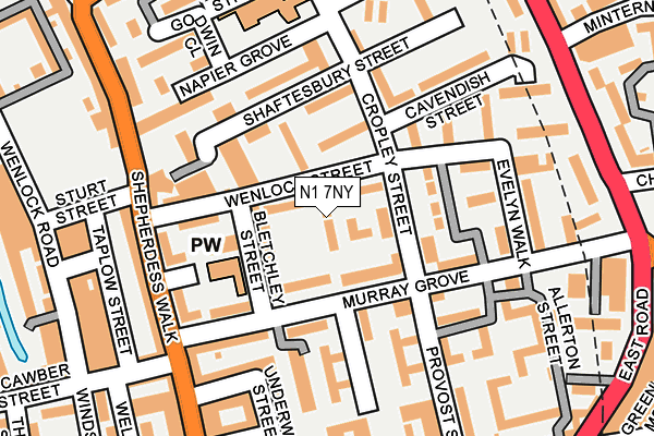 N1 7NY map - OS OpenMap – Local (Ordnance Survey)