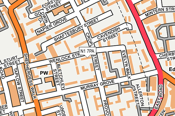 N1 7PA map - OS OpenMap – Local (Ordnance Survey)