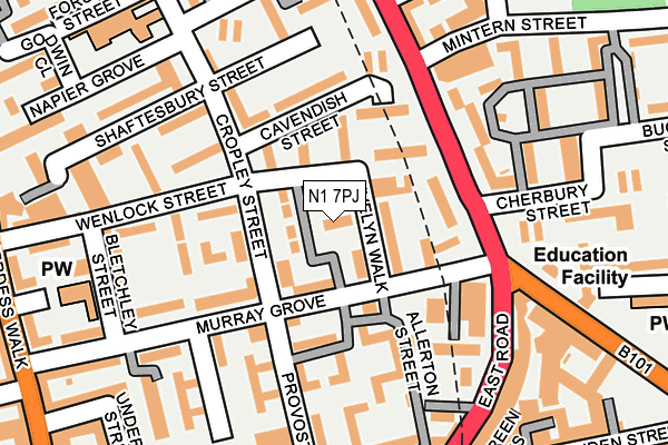 N1 7PJ map - OS OpenMap – Local (Ordnance Survey)