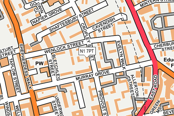 N1 7PT map - OS OpenMap – Local (Ordnance Survey)