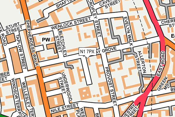 N1 7PX map - OS OpenMap – Local (Ordnance Survey)