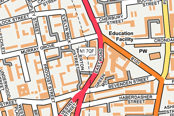 N1 7QF map - OS OpenMap – Local (Ordnance Survey)