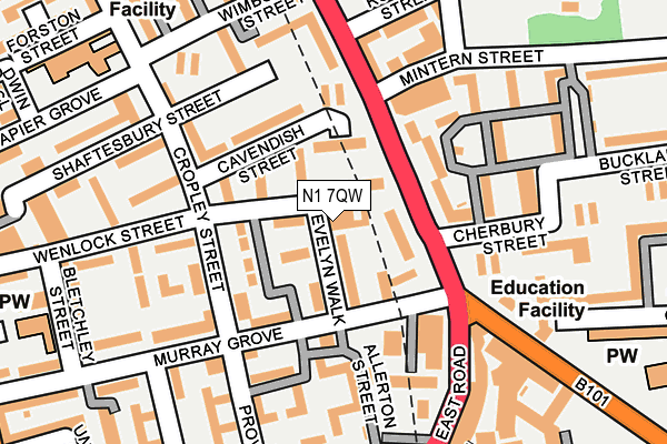 N1 7QW map - OS OpenMap – Local (Ordnance Survey)
