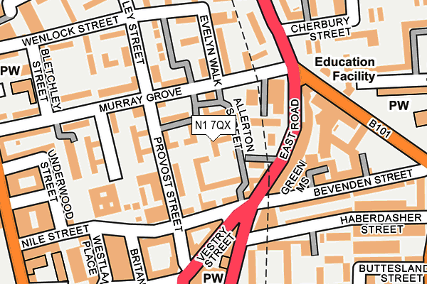 N1 7QX map - OS OpenMap – Local (Ordnance Survey)