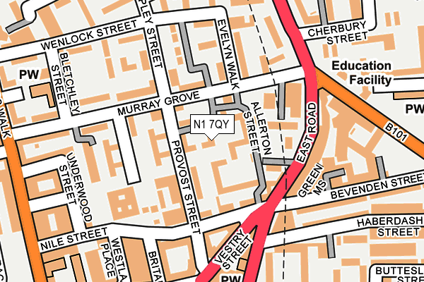 N1 7QY map - OS OpenMap – Local (Ordnance Survey)