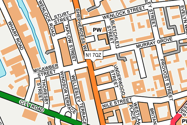 N1 7QZ map - OS OpenMap – Local (Ordnance Survey)