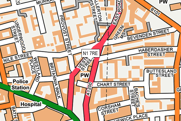 N1 7RE map - OS OpenMap – Local (Ordnance Survey)