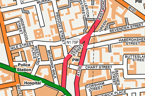 N1 7SP map - OS OpenMap – Local (Ordnance Survey)
