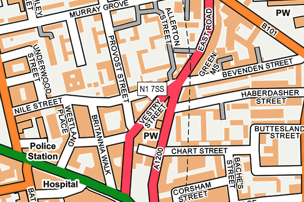N1 7SS map - OS OpenMap – Local (Ordnance Survey)