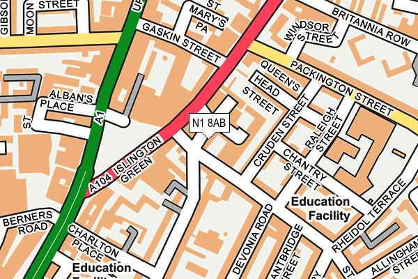 N1 8AB map - OS OpenMap – Local (Ordnance Survey)