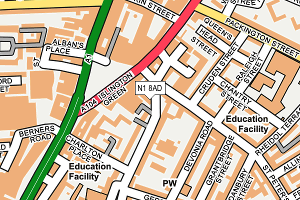 N1 8AD map - OS OpenMap – Local (Ordnance Survey)