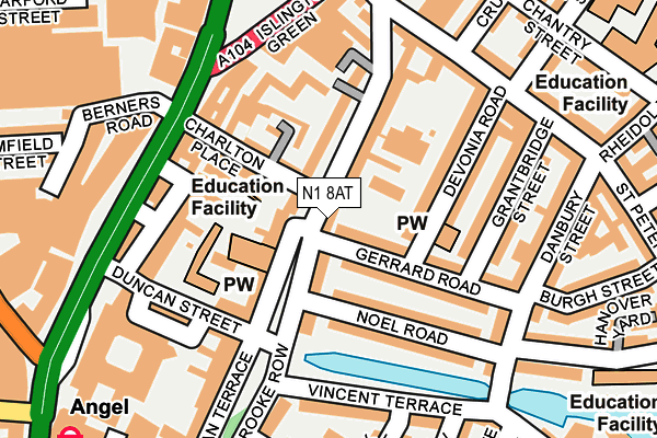 N1 8AT map - OS OpenMap – Local (Ordnance Survey)