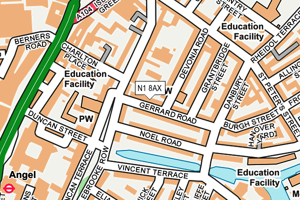 N1 8AX map - OS OpenMap – Local (Ordnance Survey)