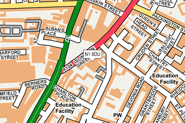 N1 8DU map - OS OpenMap – Local (Ordnance Survey)